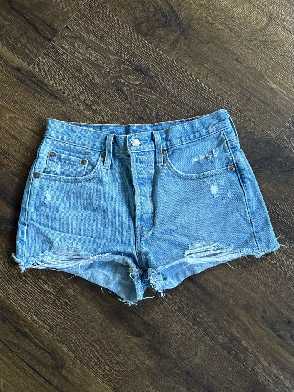 Levi’s 501 Light Blue Distressed Denim Women's Shorts